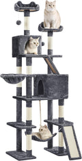 Yaheetech Cat Tree, 82.5in Large Tower w/Hammock, 2 Kitty-Ear Perches, 2 Cozy Condos, Scratching Posts, Basket, Furniture for Large Cats, Kittens, Dark Gray