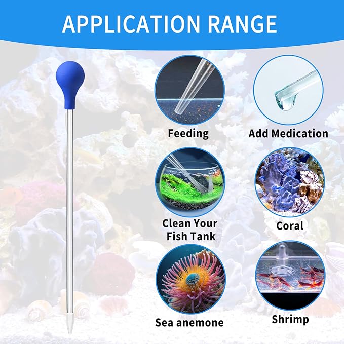 2 Pcs 18.5 in Long Pipette for Fish Tank Coral Food Feeder Long Syringe Aquarium Coral Feeding Tube for Marine Fish Reef Aquatic Plant Spider Snake Lizard