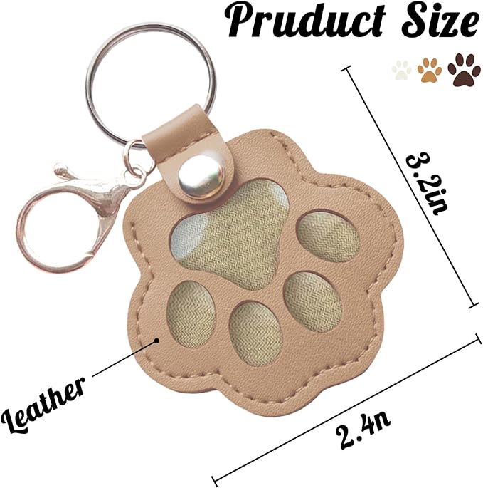 Dog Hair Keychain, Leather Pet Hair Collector Keychains, Pet Fur Keepsake Gift, Paw Charm for Collecting Cat Dogs Fur