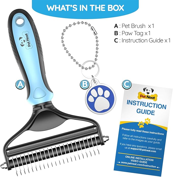 Dog Brush and Cat Brush – 2 Sided Pet Grooming Tool for Deshedding, Mats & Tangles Removing – No More Nasty Shedding and Flying Hair