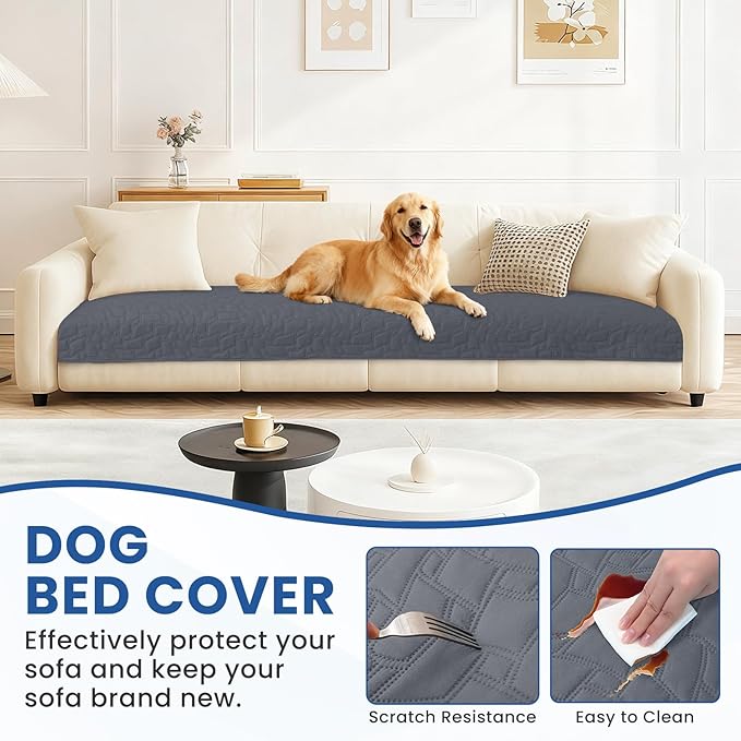 Waterproof Couch Covers for Pets, Waterproof Dog Bed Cover, Anti-Slip Soft Dog Blankets, Couch Cover for Dogs Washable, Pet Blanket for Puppy Large Dogs Cat (30x53 Inch, Dark Grey)