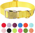 Nylon Dog Collar - Adjustable Yellow Soft Webbing Dog Collars for Small Medium Large Dogs Boy Girl Puppy Collar with Safety Metal Buckle S