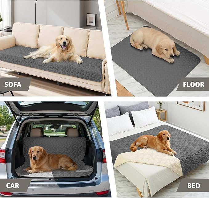 Ameritex Waterproof Pet Bed Cover Anti-Slip Dog Bed Blanket for Sofa and Furniture Waterproof New Pattern Design (Darkgrey, 30x53 Inch (Pack of 1))
