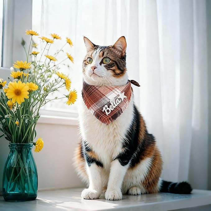 Personalized Dog Gifts with Embroidered Name Custom Dog & Cat Bandana Personalized Pet Name Neckwear Dogs Costume Accessories for Small Medium Large Dogs Cats Birthday Gotcha Day Gifts