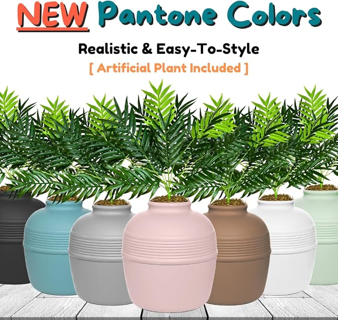 Good Pet Stuff Hidden Litter Box Planter, Decorative Cat Litter Enclosure with Carbon Filter, Artificial Plant, Easy Clean, Improved Design, Round Style, Base Kit, Blush Pink