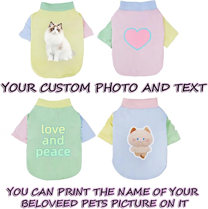 Custom Dog Shirt,Personalized Pet Apparel with Name Text Photo Image,Lightweight Breathable Puppy Kitten Cotton Vest for Small Medium Large Dogs Cats,Puppy Gift (Dopamine Pink, Small)