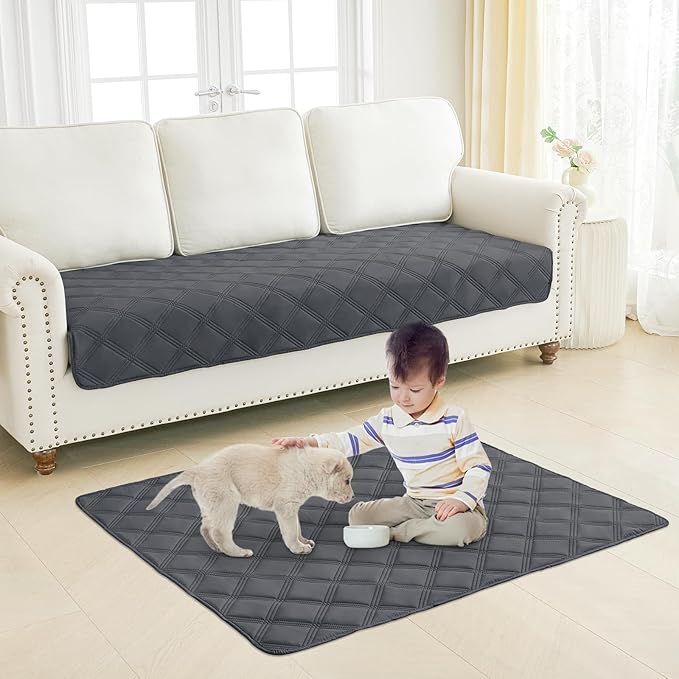 Smiry Waterproof Dog Bed Cover Blanket 30x70, Soft Reversible Pet Blanket, Washable Leakproof Cats Dogs Couch Cover for Sofa, Couch, Furniture, Dark Grey/Dark Grey