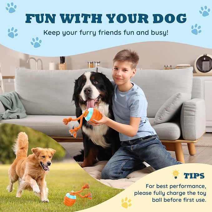 Interactive Dog Toys - Motion Activated Balls for Medium/Large Dogs, Automatic Moving Dogs Toy for Boredom, Interactive Dog Ball to Keep Them Busy(Light Orange)