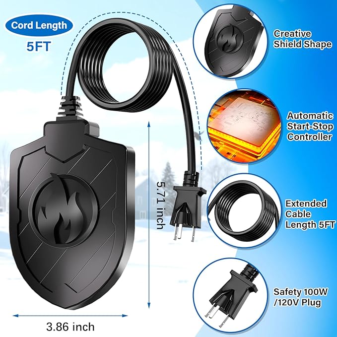 100W Bird Bath Heater, Birdbath Heaters for Outdoor Bird Bath Water Heater in Winter Submersible Thermostat Control, Heated Bird Bath Deicer for Outside Bird Chicken Poultry Livestock (Black)