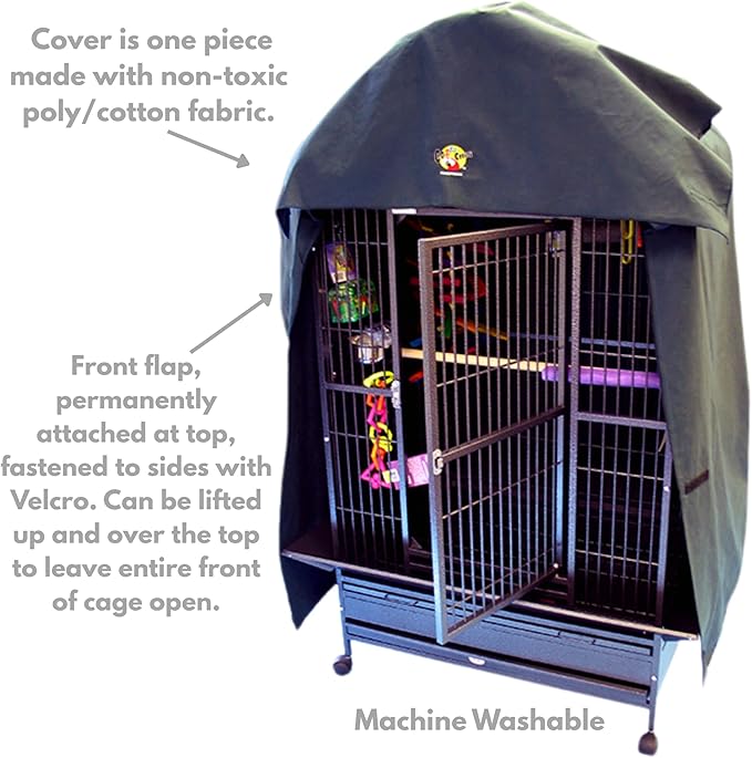Cozzzy Covers Model 2424 DT Universal Cage Cover 40" L Poly-Cotton Black for Dome Top Bird Cages 22"–24" W x 20"–24" D for Small to Medium Birds Sleep and Stress Reduction