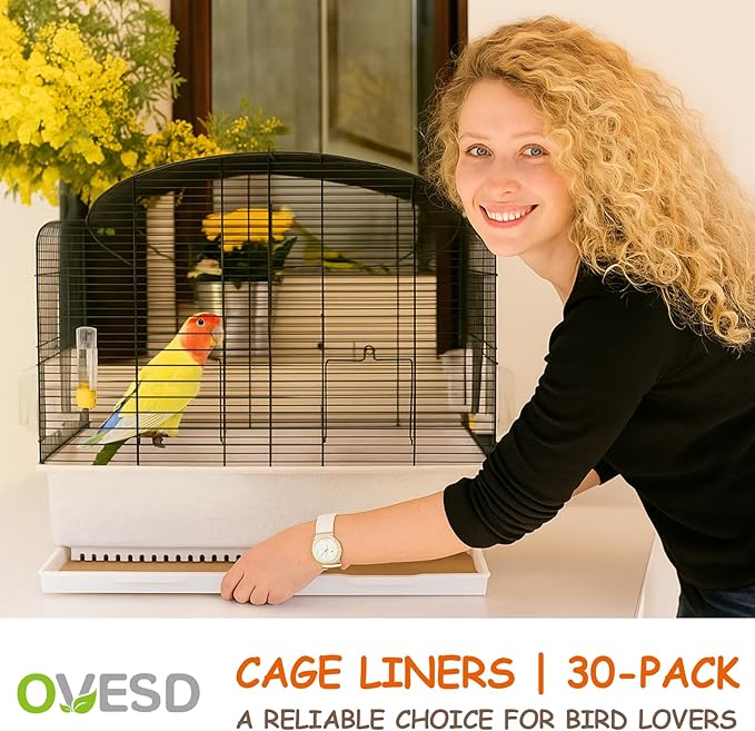 30PCS Bird Cage Liners - 13.8x13.8 Inch Leak-Proof Disposable Tray Pads for Parrots, Parakeets, Cockatiels, Lovebirds | Easy-Clean Cage Bottom Paper | Customizable Size
