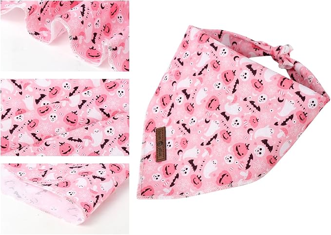 Lionet Paws Cotton Halloween Dog Bandanas Pink,Pumpkin Comfortable Dog Bandana Bibs Scarf Dogs Kerchief,Autumn Scarves for Small Medium Dogs Pets