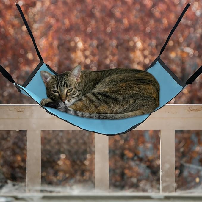 Cat Hammock for Cage Hanging ，Summer Breathable Coolness Oxford Cat Hammock Bed，with Straps and Metal Hooks Bed for Cats Small Dogs Rabbits