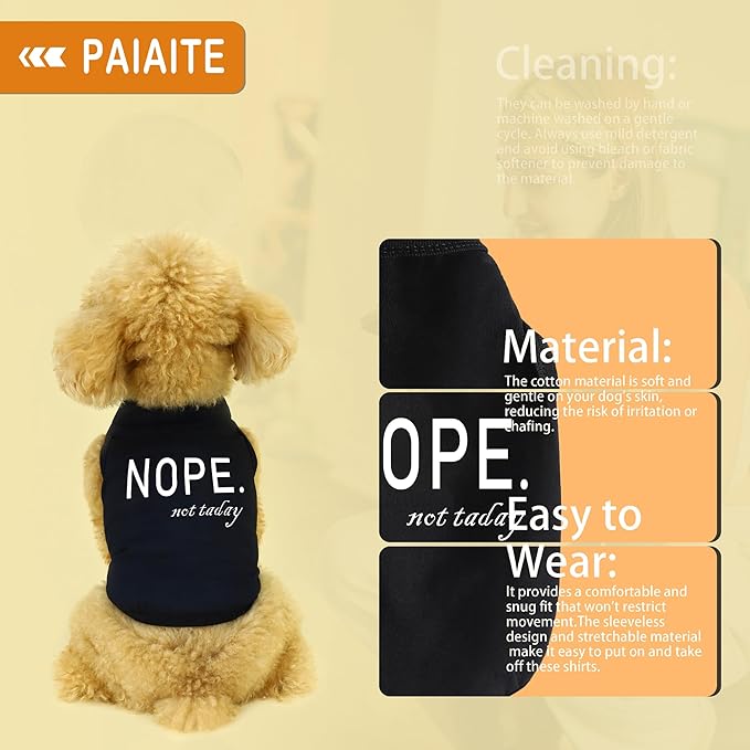 Discover Cozy Cotton Canine Wear: Soft, Lightweight, and Breathable Dog Shirt Vest with Eye-Catching Graphics(Nope not Today), Keeping Your Furry Friend Warm and Comfy! Black L