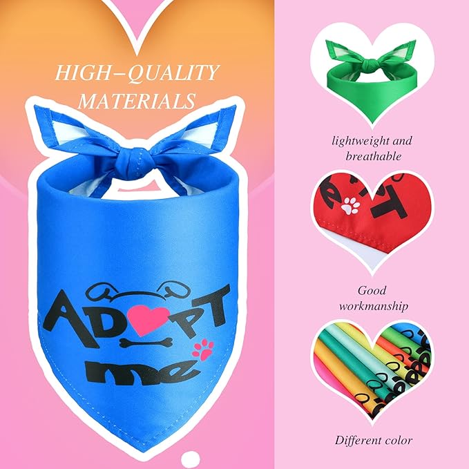20 Pack Adopt Me Dog Bandanas Plain Adopt Me Triangle Dog Bandana Reversible Triangle Bibs for Dogs Cats Pets Costume Accessories, Assorted Colors, 25.6 x 17.7 x 17.7 Inch