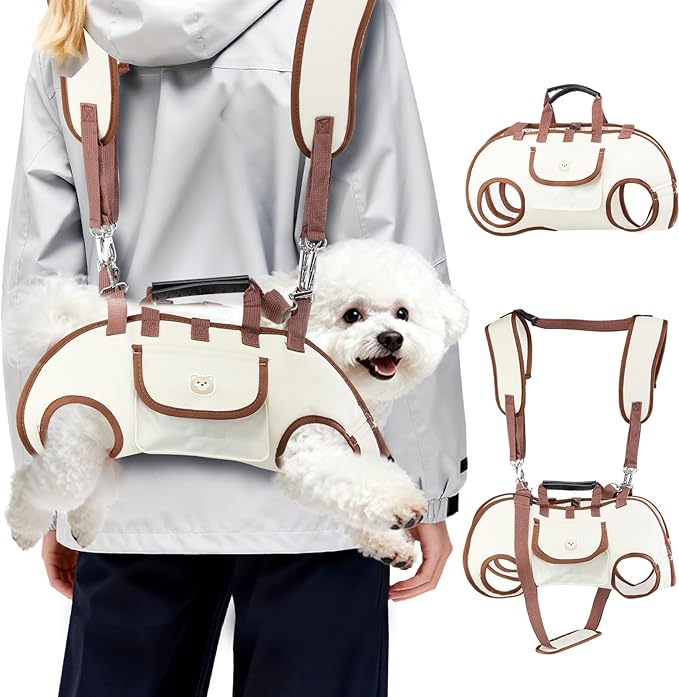 Hands Free Dog Backpack Carrier for Small Dogs, Yorkie Shoulder Carrier Sling Backpack Carriers Dog Lift Harness Portable Breathable Pet Carrier Backpack for Small Puppies (S, 4.4-8.8 lbs)