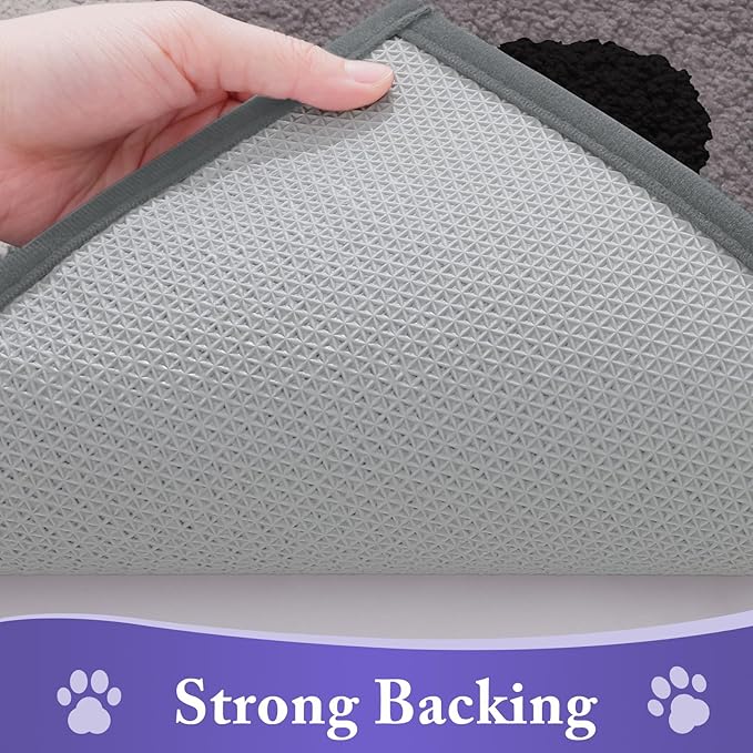 Buganda Dog Door Mat for Muddy Paws, Absorbent Dirt Trapper Non Slip Indoor Doormats, Washable Low-Profile Mat for Mud Dogs, Entryway Carpet for Inside Floor (30x20 Inches, Grey)