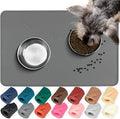 VIVAGLORY Dog Food Mat Flexmat Dog Bowl Mat, Placemat Food Tray with Raised Edges & Lip for Indoor Floor, Non Slip Waterproof Silicone Dish Placemat for Cat & Pet, L, Grey