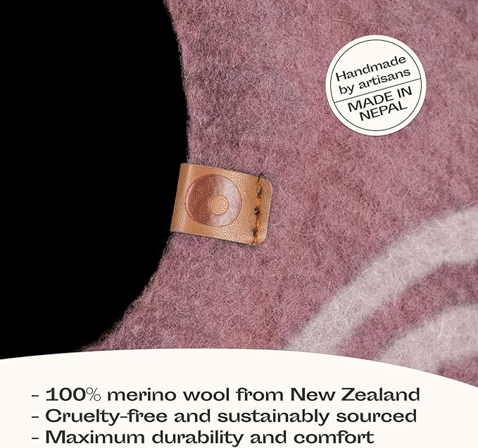 MEOWFIA Cat Cave – Premium Felt Cat Bed for Indoor Cats, Handmade Merino Wool (Gold Rose, Large)