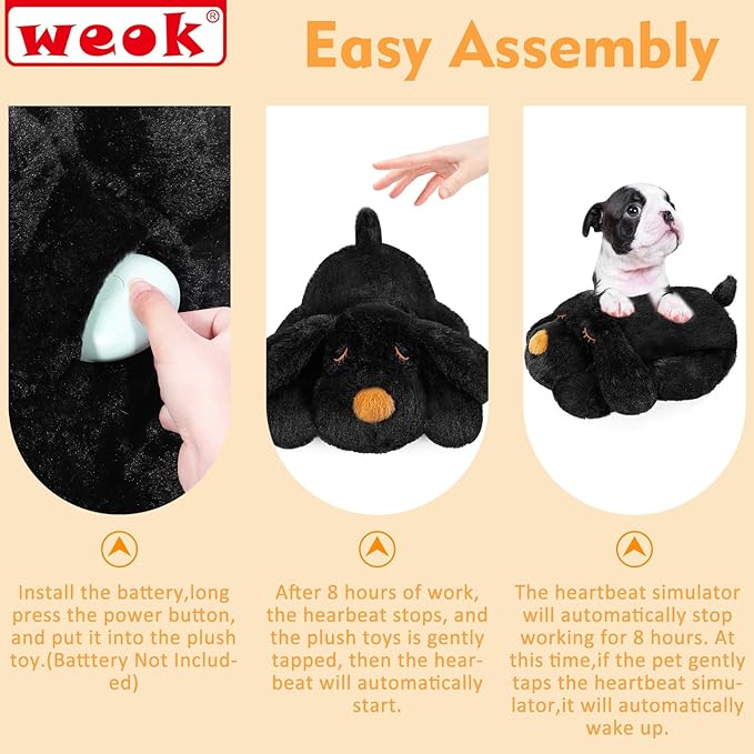 Puppy Heartbeat Toy for Separation Anxiety Relief, Heartbeat Stuffed Animal Anxiety Calming Behavioral Aid Plush Toy for Dogs Cats Pets