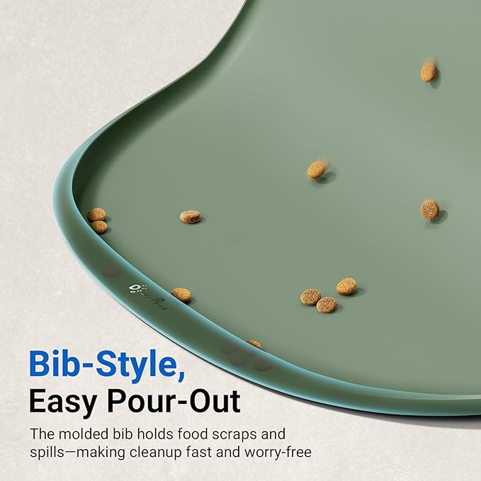 DownyPaws Dog Food Mats for Floors Waterproof, BPA Free Silicone Dog Bowl Mat, Non-Slip Pet Feeding Mat with High Raised Edge, Cat Placemat for Messy Drinkers, 24"×17", Sage