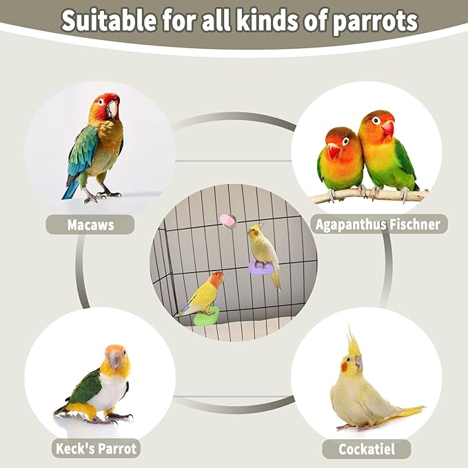 4PCS Bird Beak Grinding Stone,Cage Accessories for Parakeets,Bird Parrot Cage Perch, Stand Platform Foot Claws Trimmer Chewing Toys for Budgies, Parakeets, Cockatiels, Conures