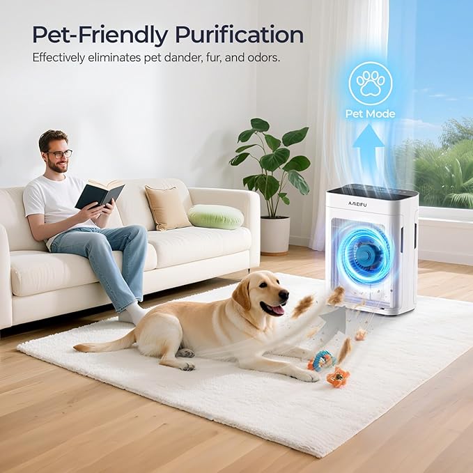 Air Purifiers for Home Large Room 3500 Ft2 with Washable Pre-filter, 3-Stage HEPA Double-Sided Air Purifier, Smart WiFi APP Control, Sleep Mode, PM2.5 Display Air Cleaner for Pets Hair, Dust, Smoke