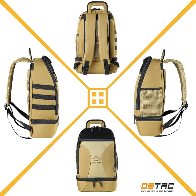 DBTAC Tactical Pet Backpack for Small Dogs & Cats - Compact Travel Bag with Insulated Pocket & 1x Detachable Food Container Included | Outdoor Hiking, Road Trip, Airplane Approved (Brown)