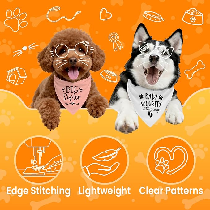 Big Sister&Baby Security in Training Dog Bandana, Dog Bandanas for Dogs Pet Accessories for Dogs Lovers Pregnancy Reveal Ideas, Soft Triangle Scarf for Small Medium Large Dogs (Big Sister Pink)