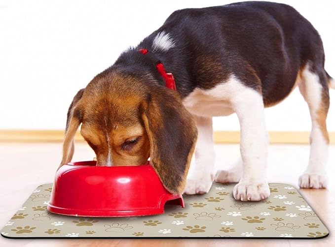 Dog Food Mat, Absorbent Water Bowl Mats Cat Pet Feeding Placemats Beige 24 * 32 inch