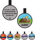 Silent Dog Tag Personalized with 5 Lines of Custom Deep Engraved Durable Soundless Silicone Pet ID Name Tag Round Mountain Blue