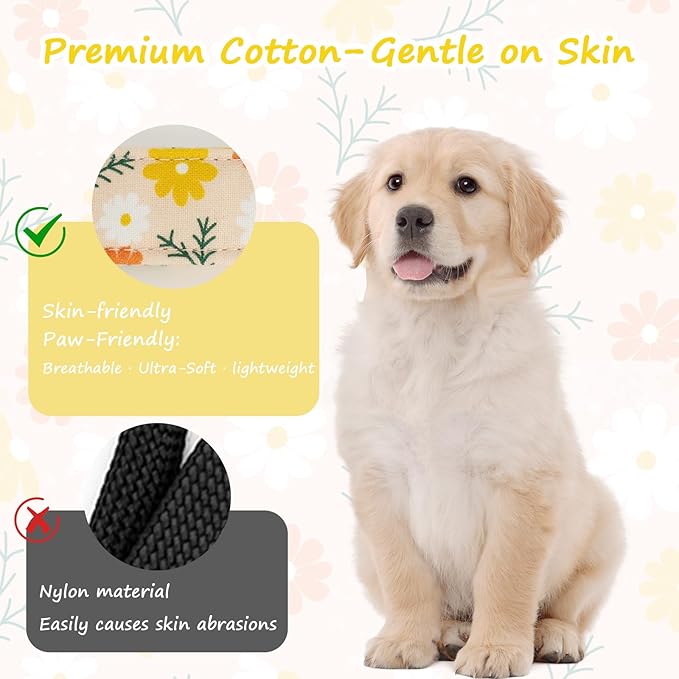 Dog Collar for Extra Small Dogs, Spring &Summer Theme Orange Small Dog Collars with Flower Pattern, Adjustable Puppy Dog Collars, Cute Girl or Boy Dog Collar Ideal for Gifts,Pet Accessory,S
