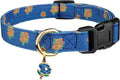 Cotton Handmade Dog Collar Cute and Distinctive Patterns Blue Rose with Pendant for Girl Boy Dogs Collars L