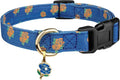 Cotton Handmade Dog Collar Cute and Distinctive Patterns Blue Rose with Pendant for Girl Boy Dogs Collars S