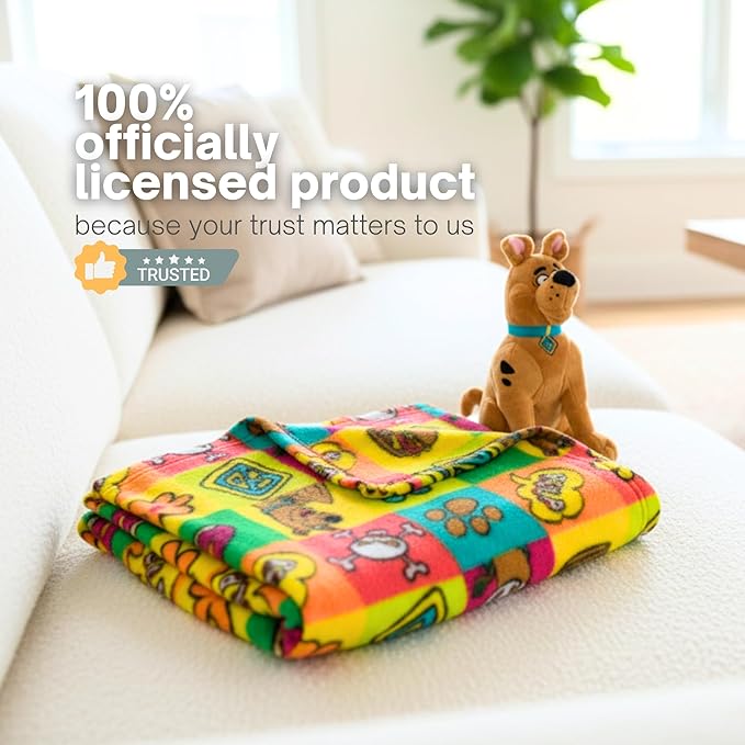 Scooby-Doo Pet Throw & Pet Toy Pillow Set - 40in x 50in Super Soft Cozy Throw Blanket for Dogs & Cats - Couch/Bed/Car, (Officially Licensed Product) by Franco Pet