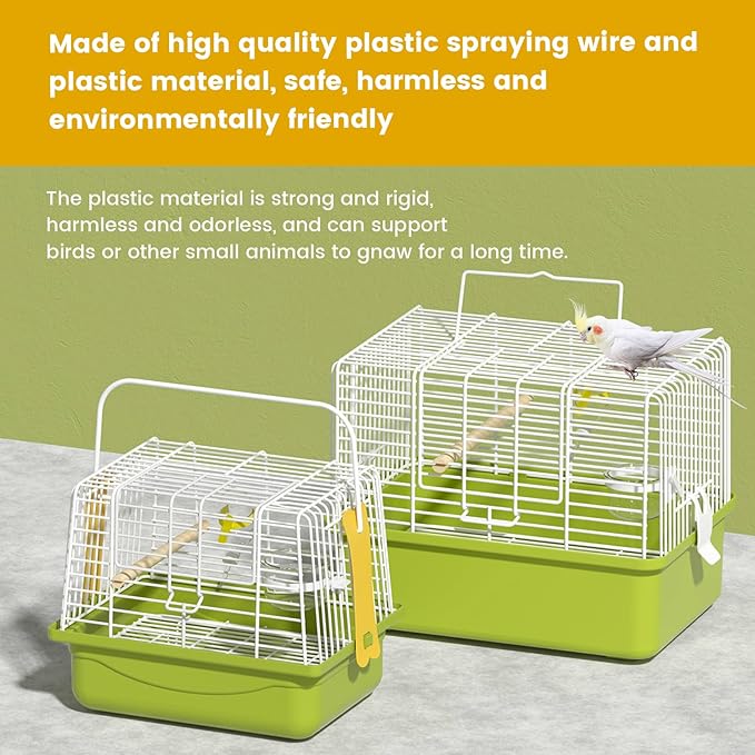 Small Bird cage,Travel Cage for Birds and Small Animals, Parakeet cage,Bird Carrier Travel cage,Bird Travel cage, jaulas para pájaros,Green,(Size:S,M,L) (L)