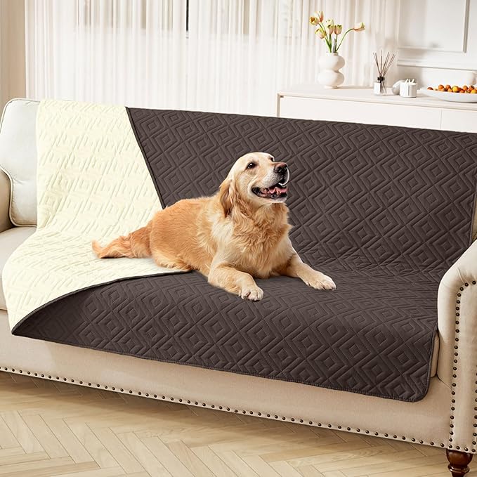 hyha Waterproof Dog Blanket, Soft Dog Bed Cover Pet Blankets, Waterproof Sofa Couch Cover for Dogs Washable, Reversible Pet Couch Covers for Sofa Furniture (52x82 Inch, Chocolate/Beige)