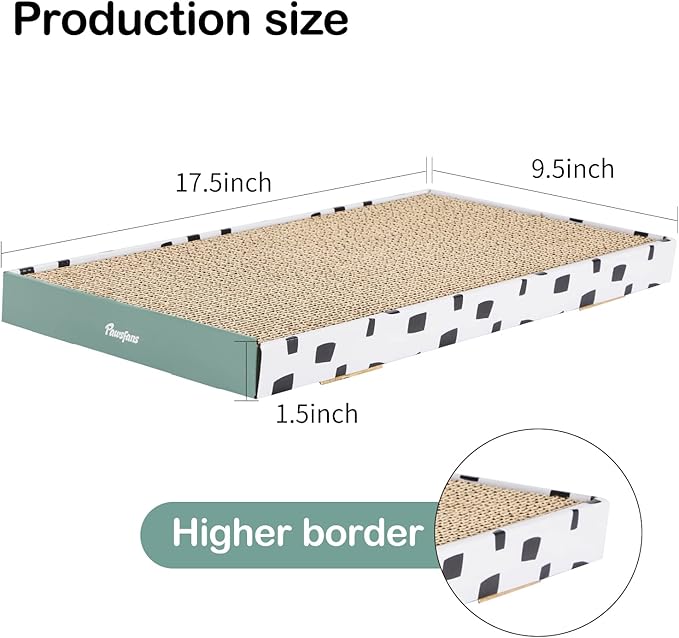PAWSFANS Cat Scratcher Cardboard Scratch Pad with Box,Durable Corrugate Scratching Board Kitty Sofa Lounge Bed Reversible Catnip Included for Indoor Cats,Large (Box, 3pcs)