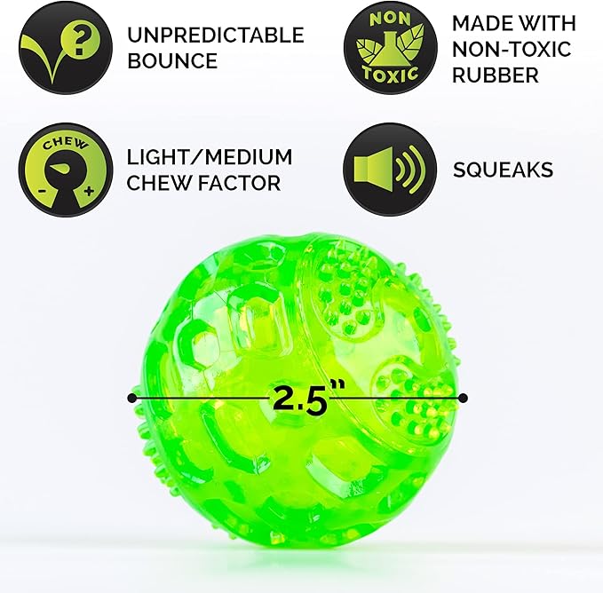 Hyper Pet DuraSqueak Dog Ball Toy, Interactive Dog Toys that Float and Squeaks for Playing, Fetching and Retrieving-Great Alternative to Traditional Tennis Balls Green 2.5 Inch