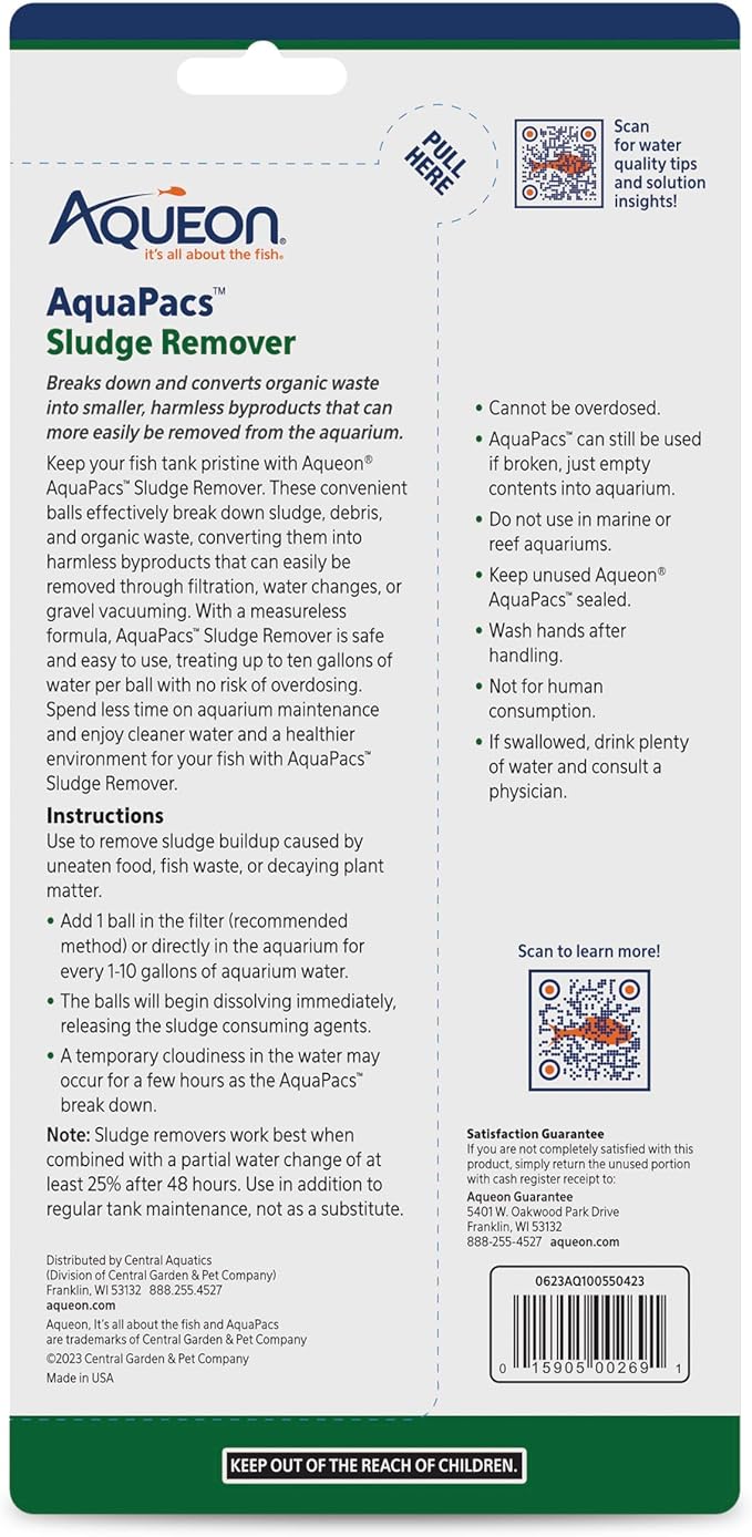 Aqueon AquaPacs Sludge Remover 12 Pack, 10 Gallon