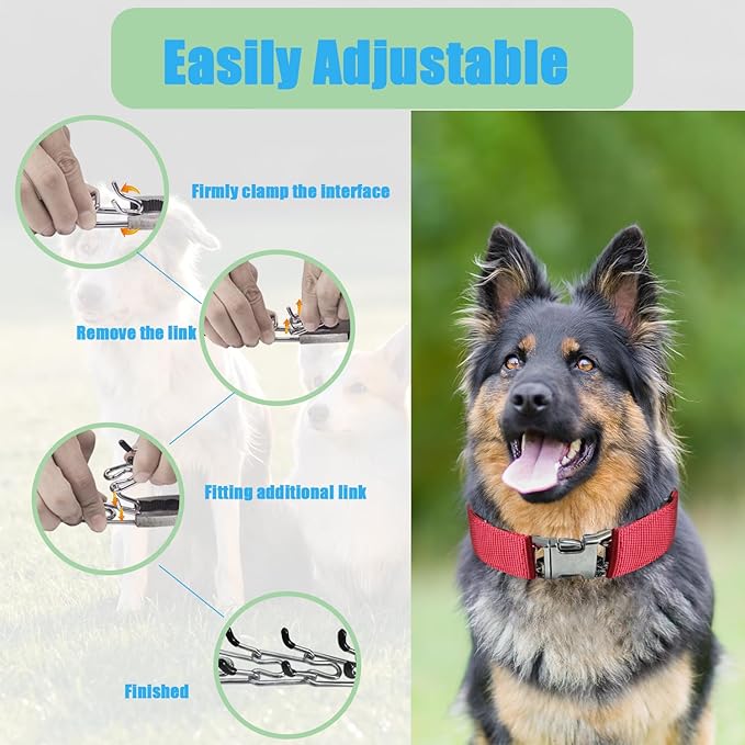 Prong Training Collar for Dogs, Rotating Ring Welding, Adjustable Dog Training Pinch Collar with Quick Release Buckle, for Small Medium Large Dogs