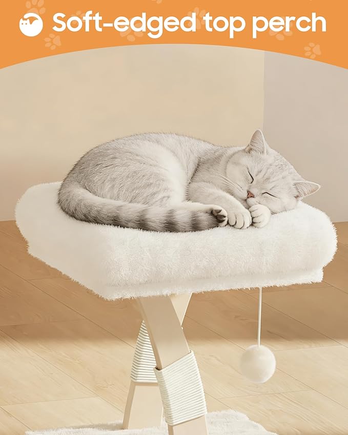 Cat Tree for Indoor Cats,40 Inches Cat Tower with Cozy Condo, Scratching Posts, Multi-Level Activity Center for Large Cats and Kittens, Beige