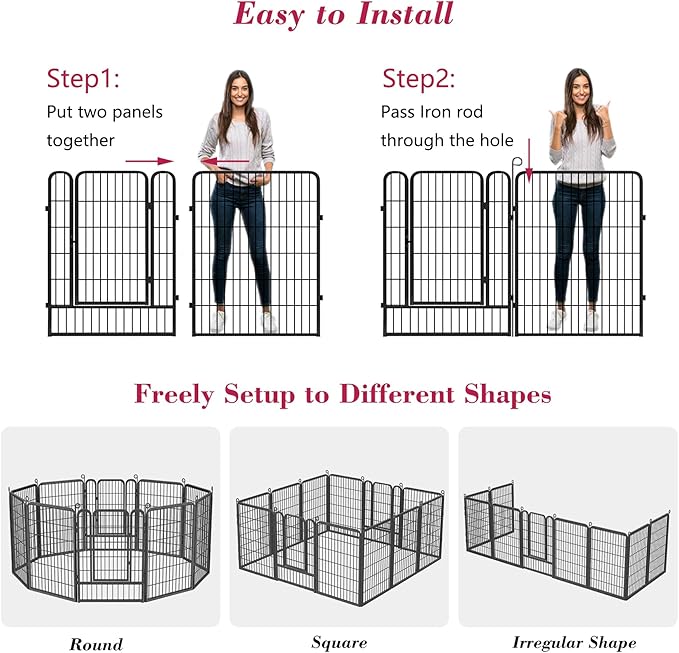 Dog Playpen, 40 inch 14 Panels Dog Pen Indoor Pet Dog Fence Outdoor for Yard Metal Puppy Playpen Pet Exercise Pen Rustproof Portable Dog Fence for RV Camping