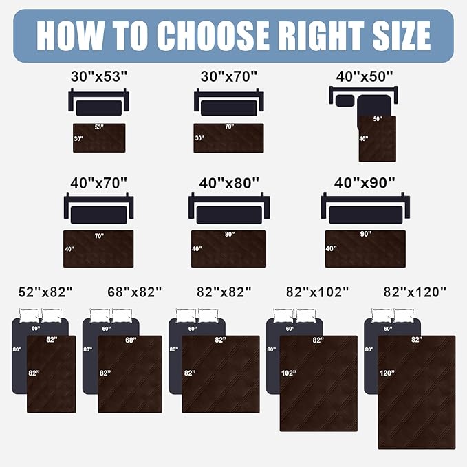 Smiry Waterproof Dog Bed Cover Blanket 40x50, Soft Reversible Pet Blanket, Washable Leakproof Cats Dogs Couch Cover for Sofa, Couch, Furniture, Chocolate/Chocolate