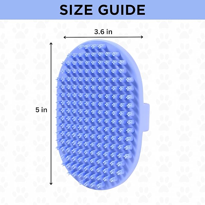 Dog Grooming Bath Brush, Pet Rubber Brush for Shower Scrubbing & Soothing Massage, Ideal for Long & Short Haired Dogs and Cats, Essential Puppy Accessories, Short-Pins [We Love Doodles]