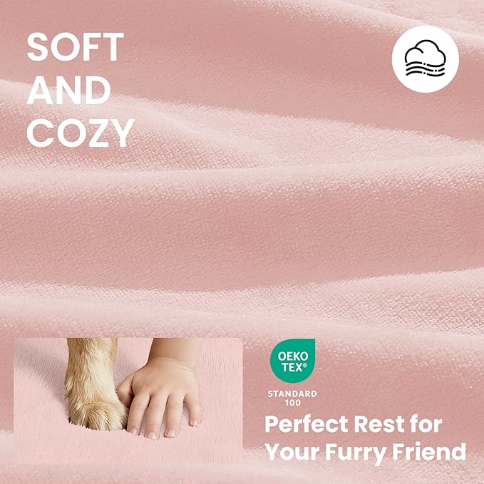OhGeni Orthopedic Waterproof Dog Bed for Large Dogs, Machine-Washable Removable Cover in Easy-Clean Fabric, High Density Foam & Easy-Carry Handle, Suitable for Crate, 41 inch (Pink)