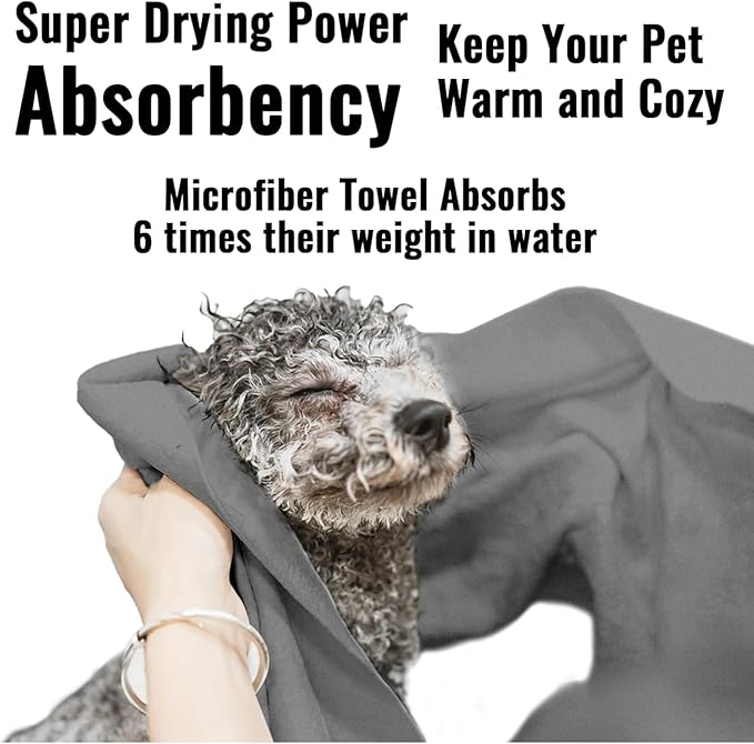 Microfiber Dog Towels for Drying Dogs, Super Absorbent and Soft Pet Grooming Towel, 40 Inch X 23.6 Inch, Perfect for Large, Medium or Small Dogs (Grey, 40''X23.6'' - 2pack)