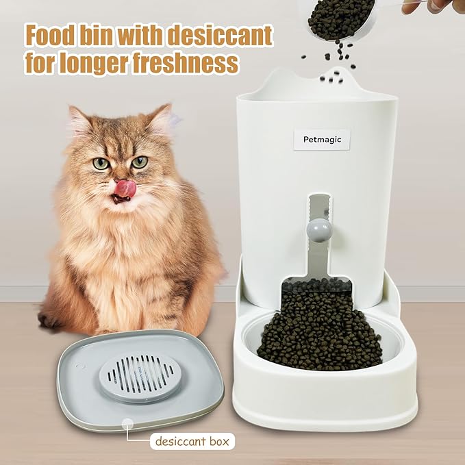 Gravity cat Feeder by Petmagic is a 3.6L Large-Capacity cat Food and Water Bowl Set. This Two-Piece Set is Suitable for pet Feeding, Including Small and Medium-Sized Dogs, Kittens.