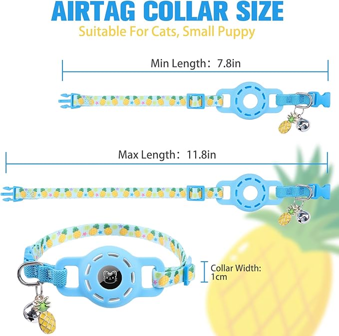 BINGPET AirTag Cat Collar with Bells, Upgraded Safety Elastic Cat Collar with Airtag Holder, Anti-Lost Cat Collars for Girl Boy Cats, Anti-Suffocation Kitty Puppy Collars