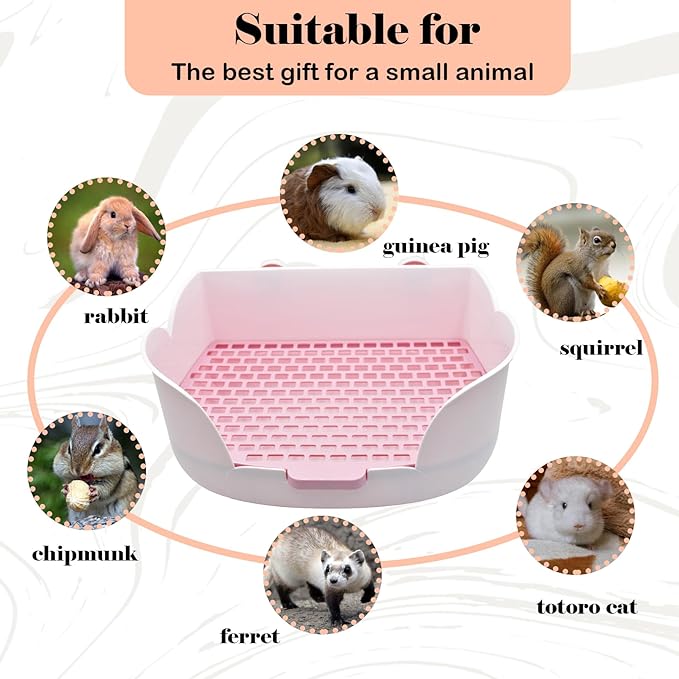 15.1"X11.0" Large Rabbit Litter Box,Plastic Square Rabbits Potty Trainer with Bigger Pan Bunny Corner Toilet Box with Small Animal Disposable Liner for Guinea Pigs Hamster Chinchilla(Purple)